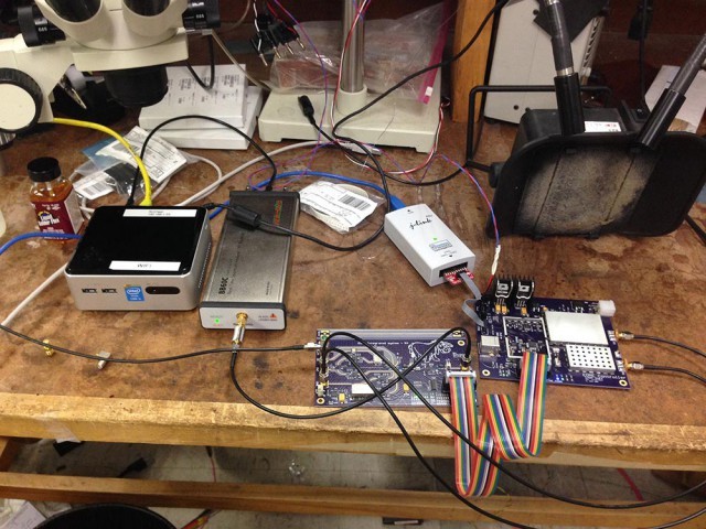 signal hound bb60c spectrum analyer on a desk