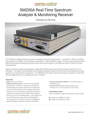 cover of signal hound sm200a data sheet