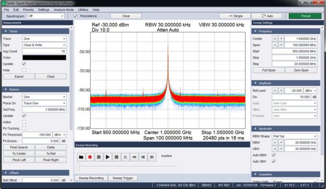 signal hound's free flagship spectrum analysis software