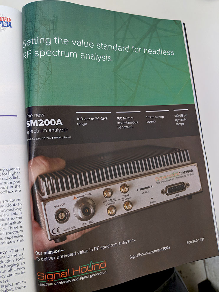 Print advertisement for the SM200A in Microwave Journal.