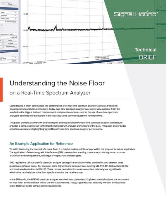 Understanding the Noise Floor on a RealTime Spectrum Analyzer Signal